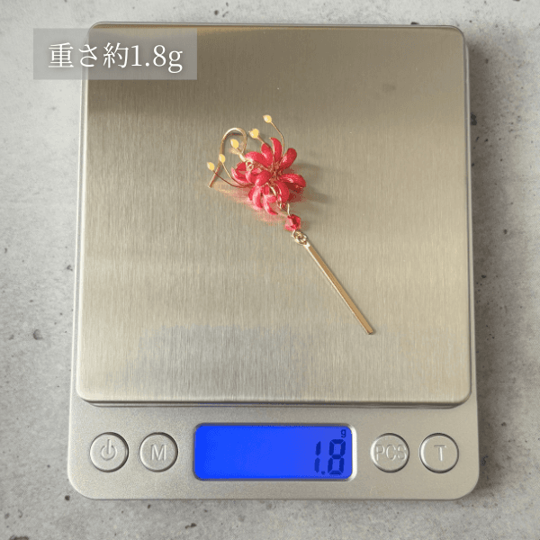 【彼岸花/曼珠沙華】ピアス ブルー/サージカルステンレス/金属アレルギー対応/揺れるデザイン/受注生産 | 11枚目